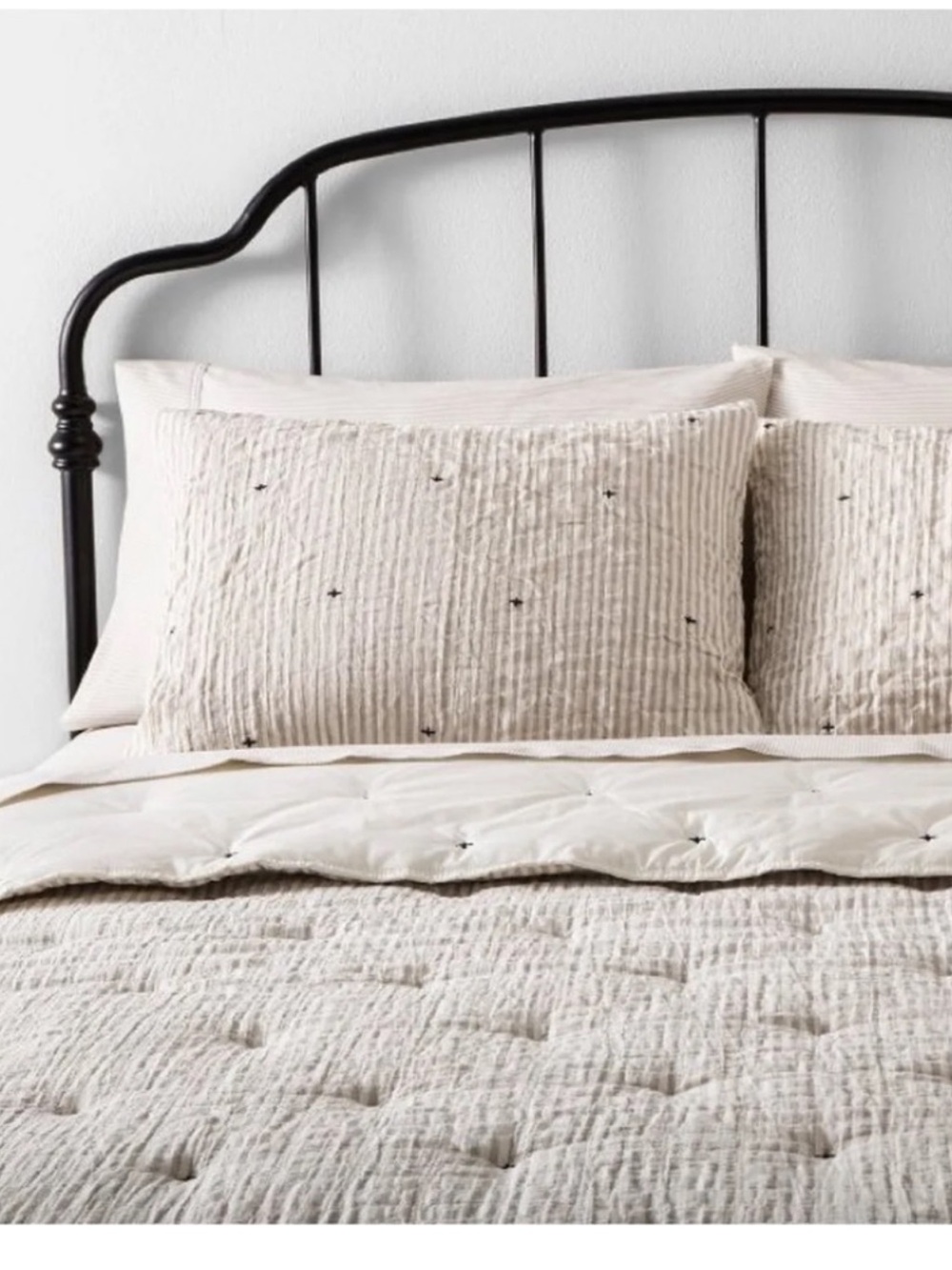 Hearth & Hand Magnolia TWIN Stripe & Stitch Comforter & Pillow Sham NEW W/ TAG